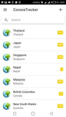 Corona Tracker android App screenshot 3